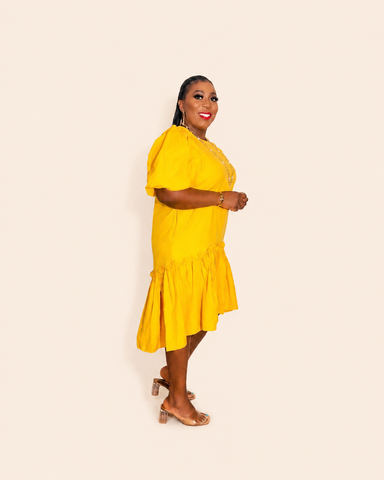 DOLLED UP PUFF SLEEVE DRESS