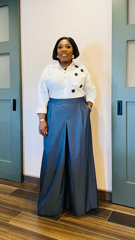 The Noir Petal Wide Leg Pant Set