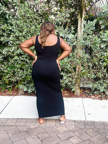 ANNIE RIBBED MAXI TANK DRESS (Black)