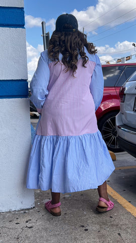 JAYDA MULTICOLOR STRIPED COTTON SHIRT DRESS
