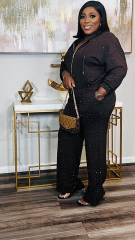 Rima Rhinestone Hooded 2 Piece Matching Set