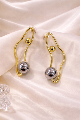 Seravyn Dual-Tone Orbit Drop Earrings