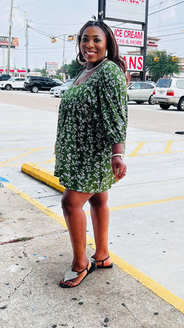 FLORA SQUARE NECK SWING MINI DRESS