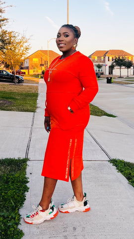 Elisabetta Long-Sleeve Sweatshirt Midi Dress