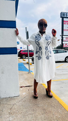 AZARIA SEQUIN MIDI SHIRT DRESS
