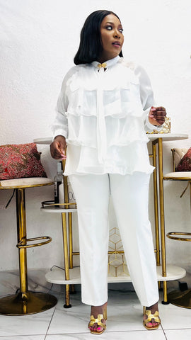 Milan Tiered Self Tie Gold Accent Top