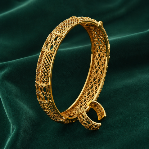 Zahra Lattice Gold Bracelet & Ring Set