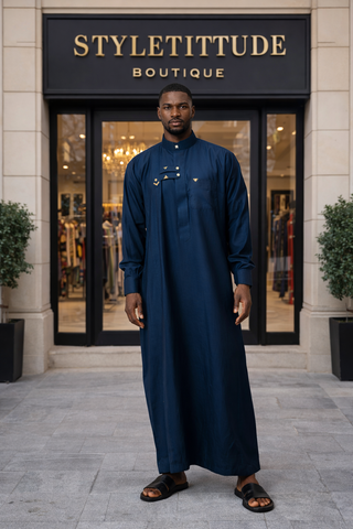 The Monarch Navy Gold Detailed Kaftan