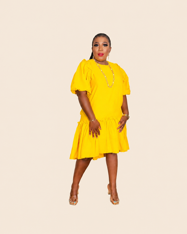 DOLLED UP PUFF SLEEVE DRESS