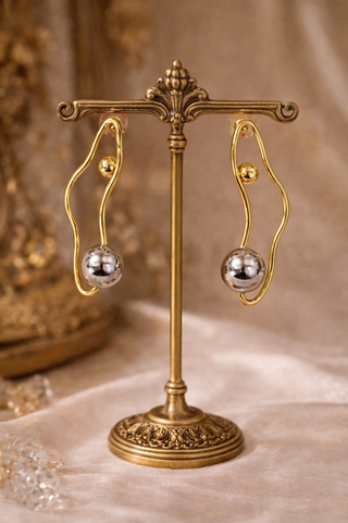 Seravyn Dual-Tone Orbit Drop Earrings