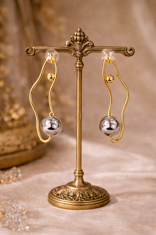 Seravyn Dual-Tone Orbit Drop Earrings