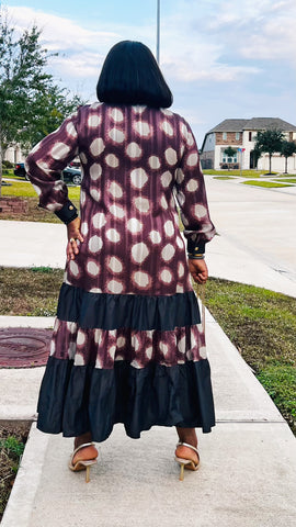 The Duchess Noir Luxe Polkadot Dress