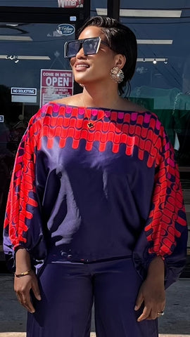 CHERIE SATIN BATWING BLOUSE