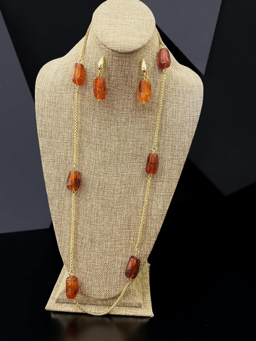 Amber Luxe Gold Plated Necklace/ Earrings Set