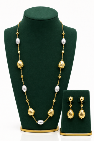 Minty Long Necklace with matching earrings jewelry set