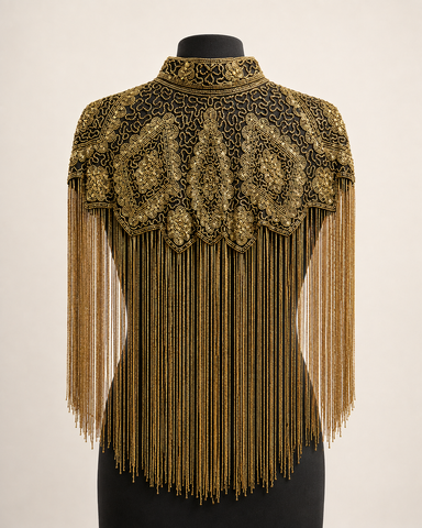 OPULENCE VINTAGE BEADED TASSEL CAPE TOP