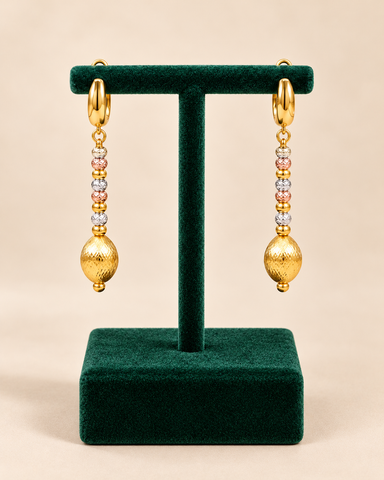 Gilt And Grace Diamond-Cut Lariat Necklace And Earring Set - Gold