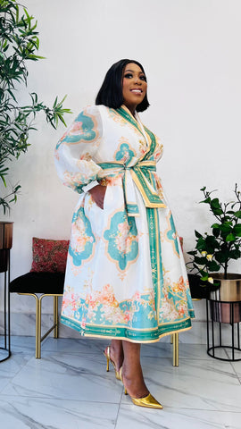 VERDANT ROYALE GARDEN WRAP DRESS (Green)