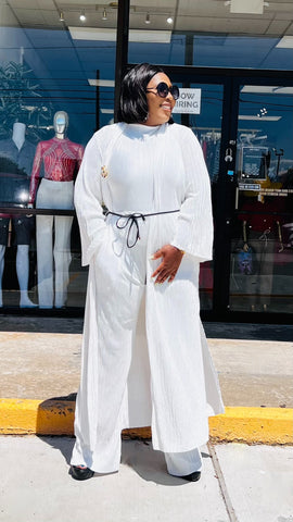 MODANI 4 PIECE PLISSE PLEAT KIMONO/ PANT SET (white)