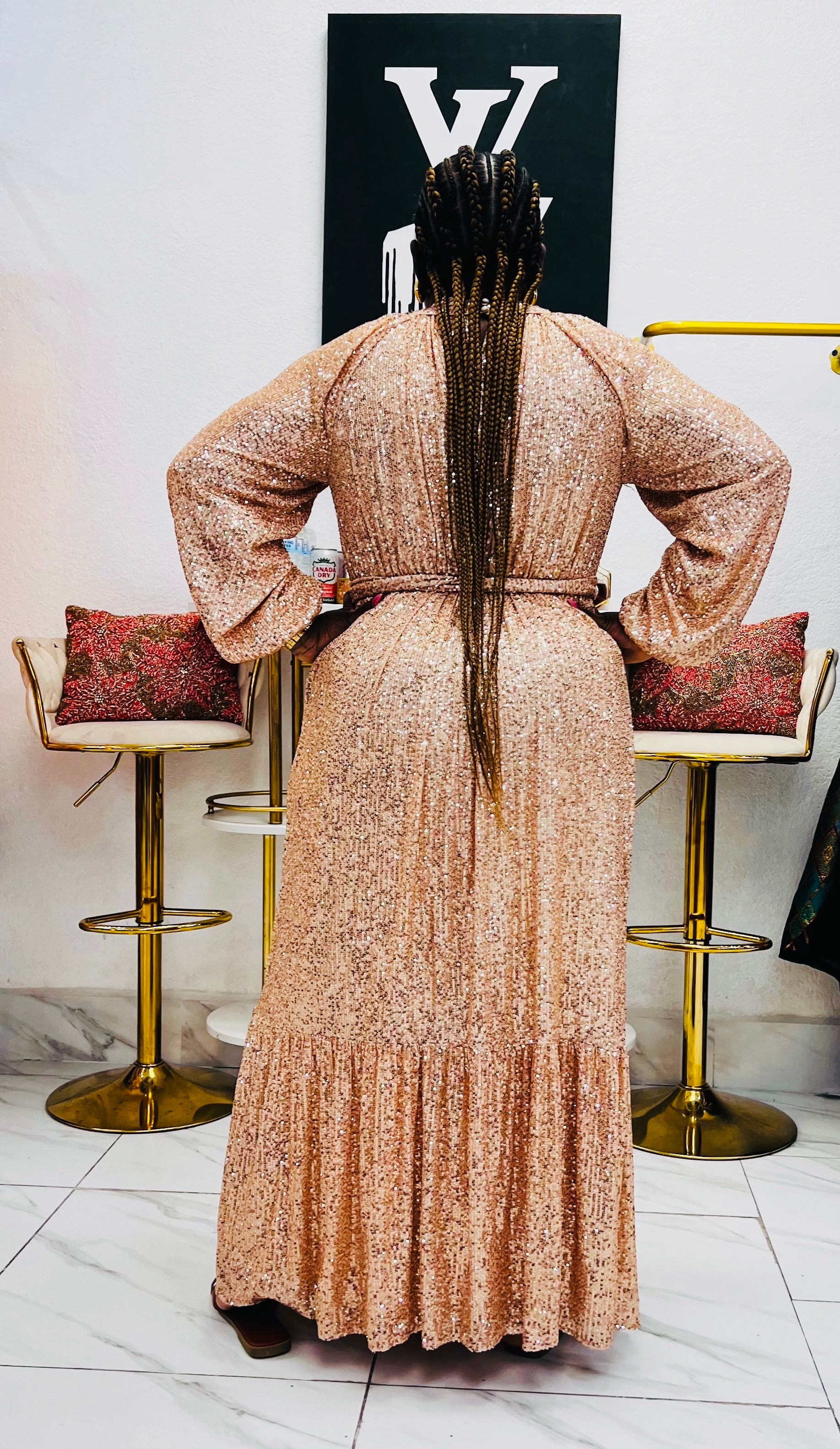 Emerelle Sequin Maxi Dress- Rose Gold Xlarge By Styletittudeapparelusa Emerelle Sequin Maxi Dress- Rose Gold Xlarge By Styletittudeapparelusa
