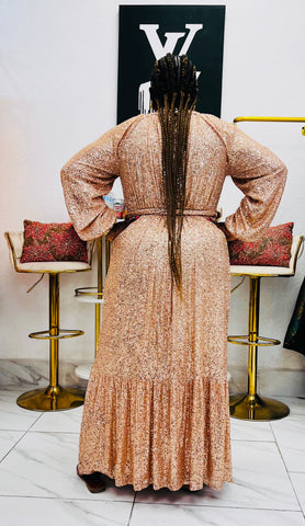 Emerelle Sequin Maxi Dress- Rose Gold Xlarge By Styletittudeapparelusa Emerelle Sequin Maxi Dress- Rose Gold Xlarge By Styletittudeapparelusa