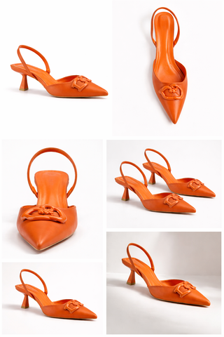 YARIS SLING BACK POINTY TOE LOW HEEL (Orange)