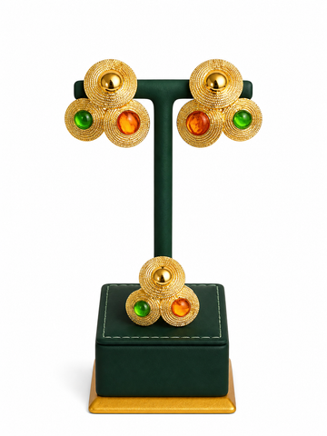 Mona Multi Studd Earring & Matching Ring Set