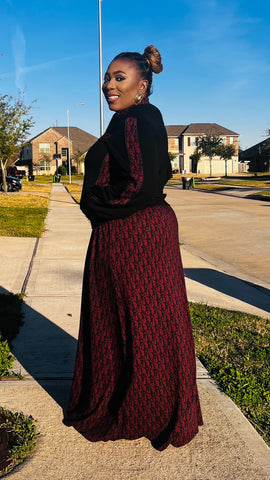 Sovereign Monogram Luxe 2 Piece Maxi Dress & Bomber Jacket Set