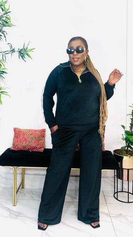 TESSY VELOUR SIDE DETAIL SET (Black)