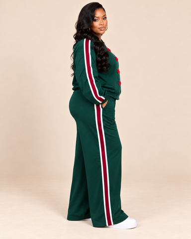 Bridget Contrast Trim Wide-Leg Tracksuit Set