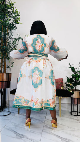 VERDANT ROYALE GARDEN WRAP DRESS (Green)