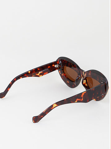 LANDER DOUBLE FRAME CAT EYE GOLD TONE SUNGLASSES