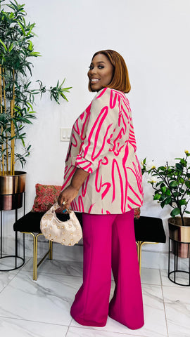 VIVID STROKES PINK ABSTRACT BLAZER