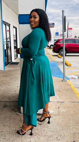 MADELINE ASYMMETRIC MIDI DRESS (Green)