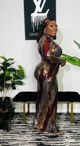 ENCHANTRESS SEQUIN LONG SLEEVE MAXI DRESS