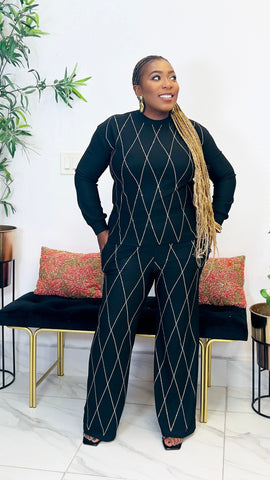 ACAICA EMBELLISHED RHINESTONE 2PC SET (Black)