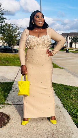 Arabelle Pearl Bandage Dress