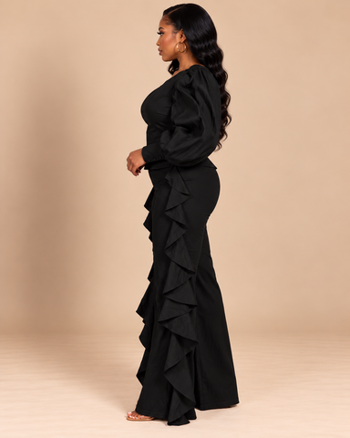 Claudine Asymmetric Puff Sleeve Statement - Top