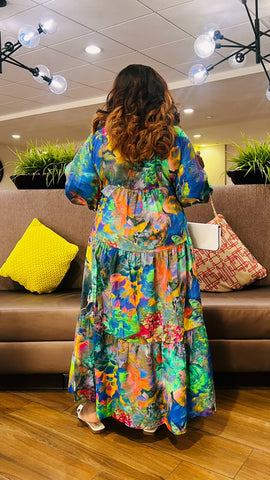 The Talia Watercolor Tiered Maxi Dress