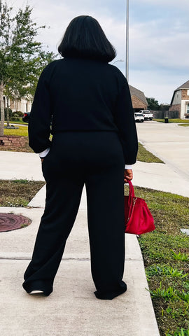 ZARIA Stripe Luxe Pant Set (Black)