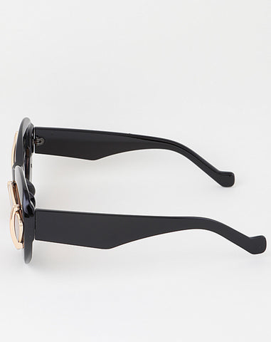 LANDER DOUBLE FRAME CAT EYE GOLD TONE SUNGLASSES