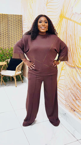 MAVEN EMBELLISHED LUXE MATCHING SET (Coffee Brown)