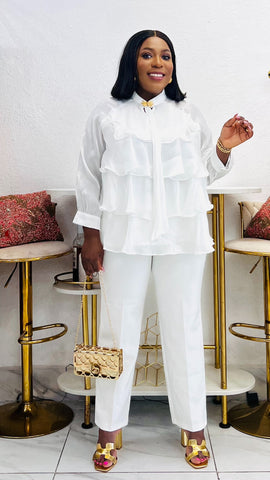Milan Tiered Self Tie Gold Accent Top