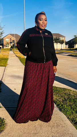 Sovereign Monogram Luxe 2 Piece Maxi Dress & Bomber Jacket Set