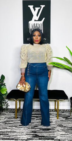 EUDORA PUFF SLEEVE TOP (GOLD)