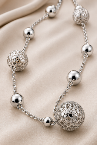LUCENTA Sphere Necklace & Earrings Set – Silver