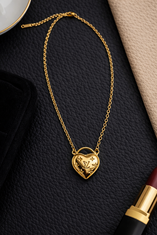 Vivienne Heart Charm Necklace -Gold
