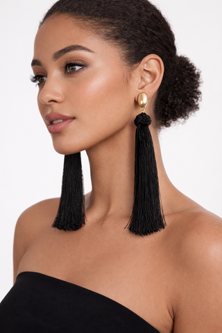 Noir Reverie Tassel Drop Earrings