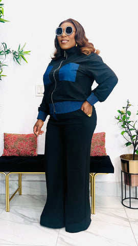 URBAN EDGE DENIM PANEL JACKET & PANT SET