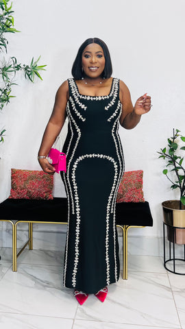 CHATEAU CRYSTAL BANDAGE DRESS( Black)